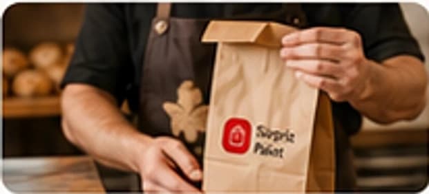 Sürpriz Paket kesesi hazırlayan işletme çalışanı